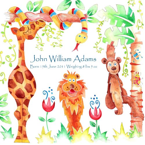 baby gift,baby gifts,name canvas jungle picture,nursery room,large