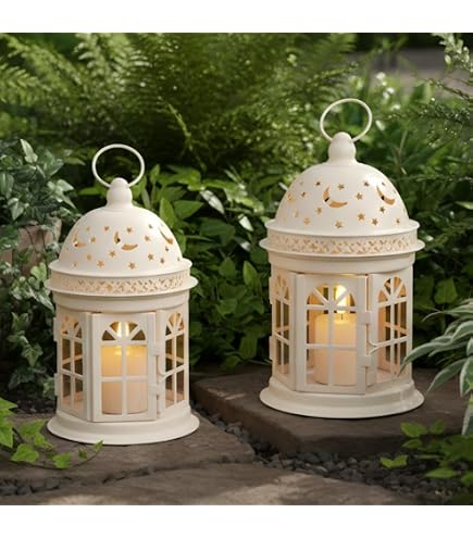 Gicos Lanterna Bianca Shabby Chic Decoro Cuore Struttura in Legno Composizione Vetro e Latta 18 * 18 * 36 cm 706622