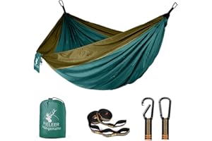 Fieleer Ultraleicht Reise Camping Hängematte Outdoor Hammock | Mit Premium Karabinern&2,5cm Breiten Schwerlastgurten mit 6 Schlingen | 275x140cm, 300kg Traglast, Fallschirm Nylon | Für Draußen Drinnen