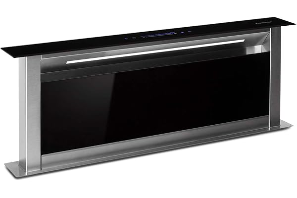Klarstein Downdraft Hotte Aspirante 90cm, Encastrable et Silencieuse pour Cuisine, Débit d'Air 576m³/h, Filtres Inclus, 10 Modes de Ventilation, Mode Recirculation en Option, Efficacité énergétique A+
