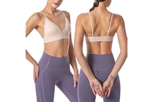 Dwevkeful Reggiseno Sportivo Donna Schiena Scoperta Reggiseno Senza Ferretto con Spalline Incrociate Bralette Bra Collo a V Morbido Comodo Comodo per Ginnastica Corsa Fitness
