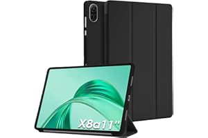 Bighan Étui compatible avec Honor Pad X8a 11", étui à rabat intelligent fin à trois volets avec support et étui pour tablette Auto/Sleep Noir