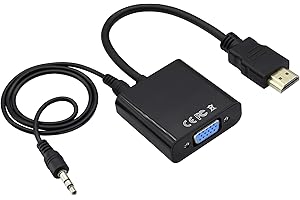 zdyCGTime con Puerto de Audio de 3.5 mm Adaptador VGA Hembra a HDMI Macho Cable de Audio,Compatible con computadora, computadora de Escritorio,computadora portátil,Monitor,proyector, HDTV, AV.