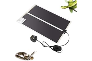 XIEHUZA Reptile Heating Mat with Temperature Adjustment, Waterproof Reptile Heat Pad Under Tank Terrarium Heater for Amphibians, Small Animals, Seeding (20W - 16.5 x 11 IN)