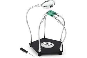 VAIAV Dritte Hand Löten Löthilfe Magnetische Helfende Hand Löt Leiterplattenhalter Werkzeug Modellbau Zubehör Four Arms Helping Hands mit 3X Lupe für Löt und Bastelarbeiten Werkstatt Helping Station