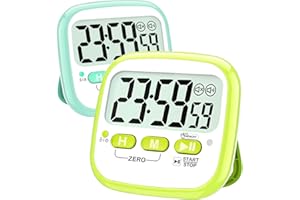 Antonki 2 Pcs Kitchen Timers, Countdown Digital Timer for Cooking Egg, Toothbrush, Classroom, Teacher, Kid - Magnetic, Kickstand, Hanging - Battery Included