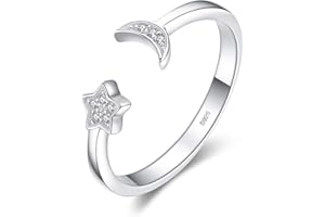 JewelryPalace Anelli Donna Argento 925, Luna e Stella Anello Donna Regolabile, Diamante Simulato Zirconi Anniversario Matrimonio Promessa Sposa Bande Anello Donna in Tre Ori, Gioielli Donna Turchi
