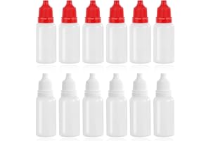 Lusofie 12 sztuk butelek na płyny 15 ml, puste plastikowe butelki z kroplomierzem, z tworzywa sztucznego, przenośne, z nasadką i zatyczką do mieszania płynów