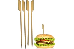 HOMETOOLS.EU® Lot de 50 brochettes en bois pour hamburger, barbecue, 15 cm