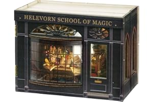 CUTEROOM Miniaturowy zestaw do budowy domu, małe zestawy do budowania, domek dla lalek z drewna z diodami LED, mini zestawy modelarskie jako prezent dla dorosłych (Magic)