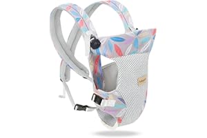 SONARIN Marsupio Neonati Leggero Traspirante,4-in-1 3D Air Mesh Portantina Ergonomico Multifunzione Porta Bambino,Regolabile per Neonati e Bambini 0-36 Mesi,Tutte le Posizioni(Foglie)