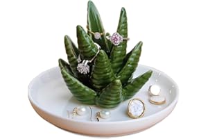 Titanape Cactus Ring Holder, Aloe Ring Dish, Jewelry Holder Trinket Tray for Rings Earrings Necklace Organizer, Bridesmaid Christmas Birthday Gift for Women Girls Home Accessories