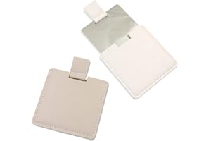 HUAKAILE 2 espejos compactos de acero inoxidable inastillable para bolsos, espejo irrompible de viaje con funda de piel sintética, espejo de afeitado de mano para acampar para mujeres y hombres, maquillaje,