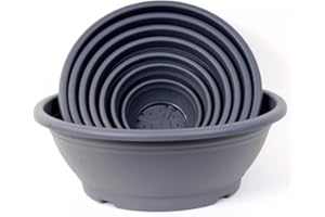 FLORALO E. K. Floralo Pflanzschale, rund, mit Löchern im Boden, anthrazit, Durchmesser 60 cm - Schale Blumenschale Pflanzschale Plastikschale Kunststoffschale bepflanzen Topf