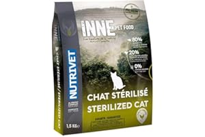 NUTRIVET - INNE Chat - Croquettes sans Céréales - Chat Stérilisé ou en Surpoids - Poulet - 80% d'ingrédients d'origine Animale - 1,5 kg
