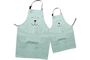 HILLHOUSE 2 Pack Cotton Blend Parent and Child Apron, Creative Artist Apron with Pockets Great Helper in Daily Life, Matching for Adult and Kid Cooking,Baking,Painting, Gardening Mommy and Me Matching Set
