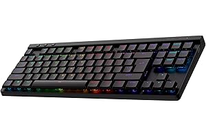 ‎LOGITECH G Logitech G G515 LIGHTSPEED TKL o płaskim profilu Bezprzewodowa klawiatura do gier, LIGHTSYNC RGB, cienka konstrukcja bez klawiatury numerycznej, przełączniki mechaniczne, QWERTY US INT'L - Czarny