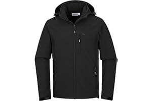 33,000ft Veste Softshell pour Hommes, D'hiver Manteau Chaude Coupe-vent Imperméable avec Chapeau Détachable pour la Randonnée, le Camping
