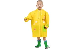 amo nenes Chubasquero Ligero Niños Niñas, Impermeable EVA Poncho de Lluvia Reutilizable con Funda para Mochila de Dibujos Animados, Deportivo, Unisex, 1-12 Años, S M L XL