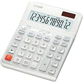 Casio Ergonomik masa hesap makinesi DE-12E-WE, 12 haneli, merdiven tasarımlı klavye, dikey tuş vuruşları, vergi hesaplama, pa
