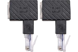 CENPEK 2 pezzi da 90 gradi RJ45 maschio a femmina RJ45 adattatore spina angolare compatibile con cavo Cat5e Cat6 standard RJ45 (ad angolo superiore)