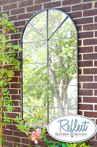 Reflect Metal Arch Glass Garden Outdoor Mirror - 4ft 5in x 2ft 3in
