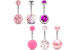 Mayhoop Piercing Ombelico Anello con Ombelico in Acciaio Inoxydable 14G 10mm Perla Corpo Ombelico Pancia Ombelico Piercing