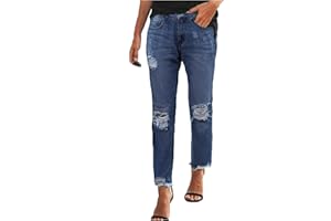 Mymyguoe Pantalones Vaqueros Largos de Estiramiento Alto para Mujer, Pantalones Vaqueros Ajustados Sexis de Cintura Alta con Agujeros Rasgados Pantalones Jean Rotos Slim Fit