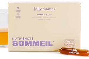 Jolly mama! Mama Dreams | Complément Alimentaire Sommeil | Plantes, Glycine, Mélisse, Camomille | Sans Mélatonine | Compatible Grossesse et Allaitement | Cure 1 Cycle, 20 Ampoules