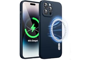 ‎JETECH JETech Magnetyczna Silikonowy Etui dla iPhone 14 Pro 6,1 Cala, Kompatybilny z MagSafe, Case ze Obiektyw Aparatu Pełny Ochrona (Granatowy)