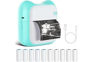 Jooheli Mini Drucker, Tragbarer Mini Fotodrucker für Smartphone, Pocket Thermodrucker mit 11 Rollen Druckerpapier, Klein Handy Sticker Drucker mit Android- und iOS-System, für Journal, Reisen