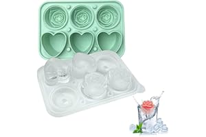 NEWBINN Bac a Glacons Forme de Rose et Cœur en Silicone, Bac à Glaçons Silicone avec Couvercle, Bac à Glaçons aux Fruits DIY Plateaux Moules à Glaçons de glace pour Whisky Boisson