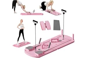 ABSUPER Pilates Reformer Machine, Pilates Board, Multifunctional Abdominal Board with Resistance Band, Push up, Ab Machine, Core Trainer, ab Workout Equipment for Women