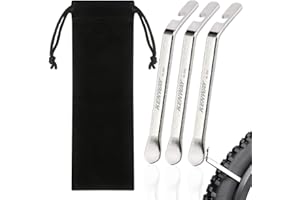 KUAOWT Leve Smontagomme Bici, 3Pz Argento Leve per Pneumatici per Bicicletta Metallo Levagomme Bicicletta con Borsa, Leve Pneumatici Bicicletta Cambio in Acciaio Inossidabile per Mountain Bike Bici da Corsa
