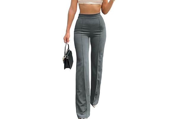 Hawiland kostymbyxor dam stretch elegant hög midja långa utsvängda tygbyxor business casual bootcut chinos byxor