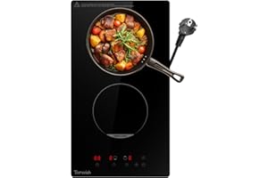 Topwish piano cottura induzione 2 fuochi incasso, piastra induzione 2 fuochi, con blocco di sicurezza, funzione boost, indicatore superficie calda, 30cm, 3500W