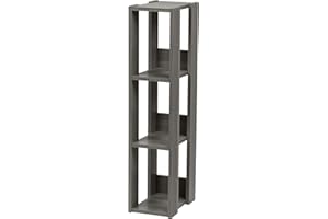 Iris Ohyama, Mobile contenitore/Piccolo contenitore/Ripiano per riporre gli oggetti/Mobile laterale, Modulare,Design, Ufficio, Casa - Open Wood Rack - OWR-200 - Quercia grigia