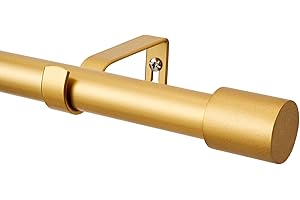 BOOM JOG Curtain Pole End Cap Finials 1 inch diameter Gold Extendable curtain poles 76 to 140 cm with 3 piece curtain brackets. 30 to 55 inch length for Living room, Bedroom, Kitchen room