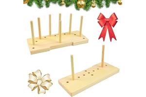 Corsehild Christmas Bow Maker for Ribbon, Wooden Ribbon Bow Maker Tool Double Sided Bowknot Maker Adjustable Bow Making Tool for Xmas Creating Gift Bows, Ribbon Wreaths, Corsages, Party Decorations