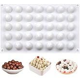Chocolate Mould, 35 Cavities, Reusable Silicone Sphere Mould, White, Suitable for Making Chocolate Balls and Ice