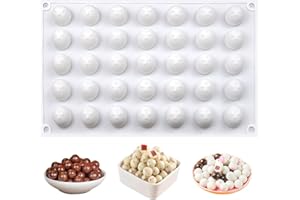 RICOFOT Moule Sphere Silicone Réutilisable, 35 Cavités, Blanc, Convient pour Faire des Boules de Chocolat, des Bonbons, des Boules de Glace