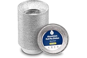 ebake Aluminium Round Foil Dishes 12cm (60 Pack) - Disposable Baking Trays for Pies, Quiche, Pastries and Cake