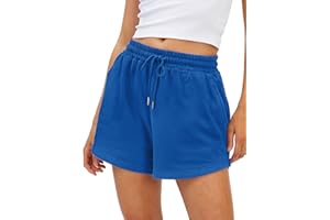 BUHIM Shorts Damen Sommer Sport Shorts Lässige Kurze Hose Baumwolle High Waist Running Shorts Gym Fitness Shorts Kurz Sporthose Jogginghose