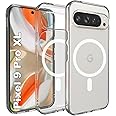 RIGGEAR Shockproof Hybrid Armor Back Cover Case Compatible with MagSafe Accessories for Google Pixel 9 Pro XL (Clear PC + TPU Bumper)