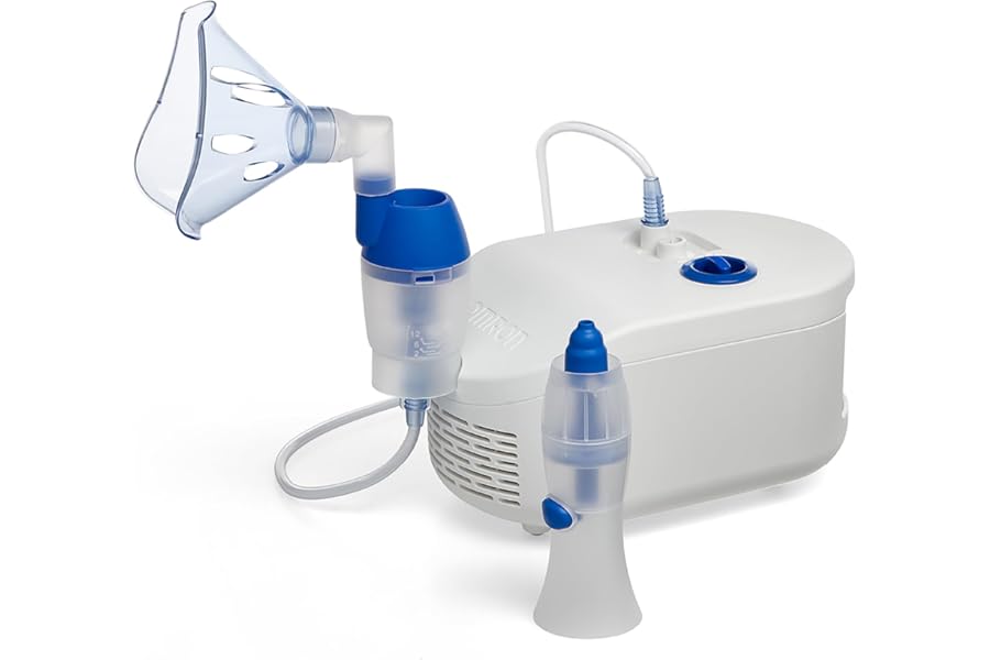 OMRON Aerosol X102 Total with Nasal Shower for Adults and Children for Aerosol Therapy. Compressor Spray Spray for Fast Treatment of the Respiratory Tract. With High Quality Accessories