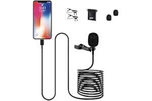 IZEN 6M/19FT Professional Lavalier Lapel Microphone Omnidirectional Condenser Mini Lavalier clip on Mic for iPhone 6/7/8/X/XS/XR/11/12/13 and iPad for YouTube Vlogging Interview Livestream Video Recording