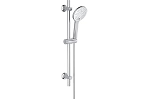Görbach Barra Ducha Cromado 70 cm Columna Ducha INOX con Deslizador y Soporte de Pared Ajustable,Sin Grifo,Con Ducha Mano con 3 funcións (HBD12CP)