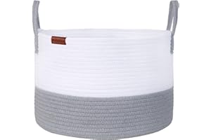 Wintao Rope Storage Basket, Woven Laundry Basket Baby Toy Storage Organiser Washing Basket Grey Small 43 x 25 cm