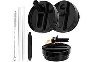 CloudValley [2 Unidades] Tapa Prueba Fugas para Stanley Cup 40 oz Accesorios, Anti Goteo Reemplazo con Paja Plegable, [Desmontable y Fácil de Limpiar] Cover Protección Reutilizable de PC Prueba,Negro