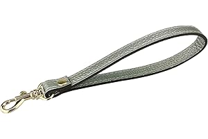 VanEnjoy Wristlet Keychain Cellphone Genuine Leather Hand Strap with Golden Lock (Silver)